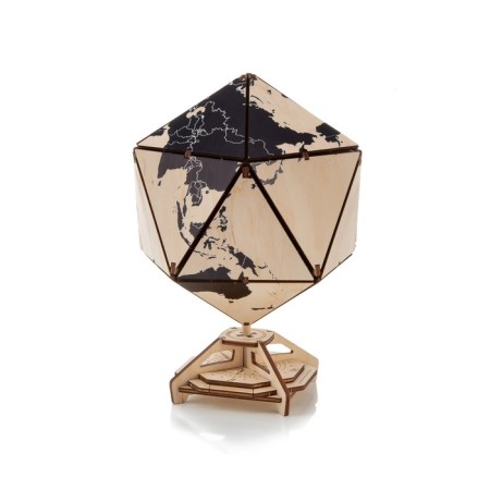 Designer Wooden 3D Ewa Globe Icosahedron with a secret (casket, safe) Black-13