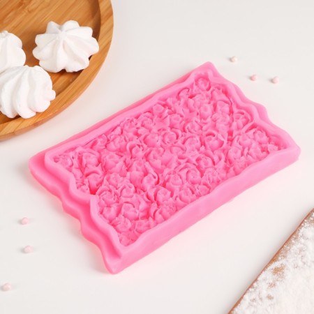 Mold "Carpet from Roses", silicone, 17.5 × 10.7 × 2.3 cm, pink color-2