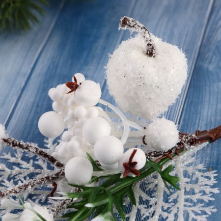 Decor "Winter charm" apple berries lace in white, 22 cm-2
