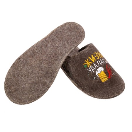 Bath slippers with embroidery "Life was a success!"-5