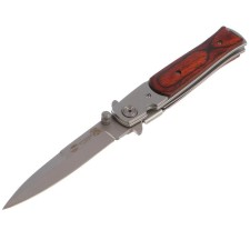 Stinger folding knife with a clip, 100 mm, hilt: steel, wood, box cardboard