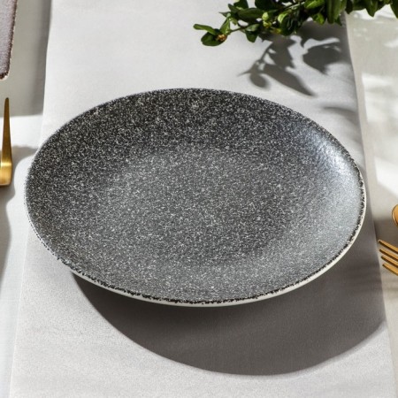 Porcelain plate flat lunar, d = 16.5 cm, gray color-1