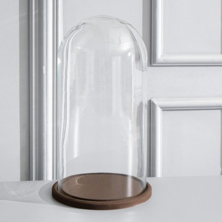 Glass dome -slosh on a wooden stand "Vincent - 1", 30x15 cm, brown-1