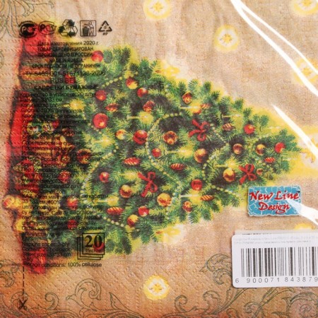 New Year's napkins Paper New Line Fresco "Christmas tree", 33x33 cm, 3 layers-4