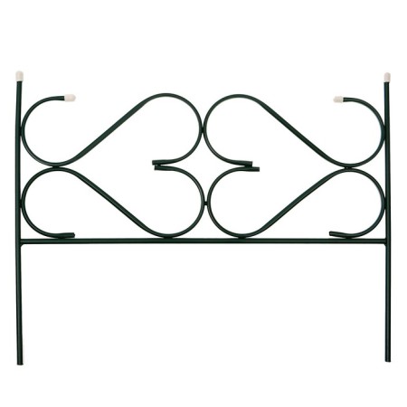 Decorative fence, 51 × 320 cm, 5 sections, with plugs, metal, green, "cottage"-7