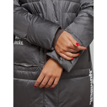 Coat insulated winter female, size 42, dark gray color-15