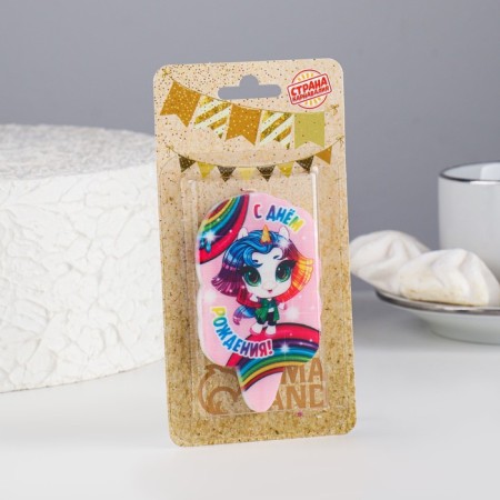 Candle for the Cake "Rainbow Pony", Pink, 6.5 cm-1