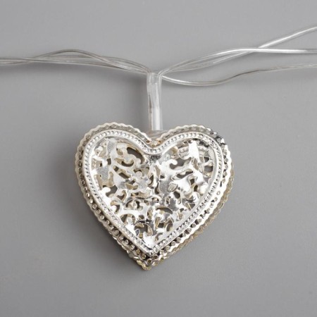 Garland “thread” 4 m with nozzles “heart”, IP20, transparent thread, 20 LED, white glow, 8 modes, 220 V-3