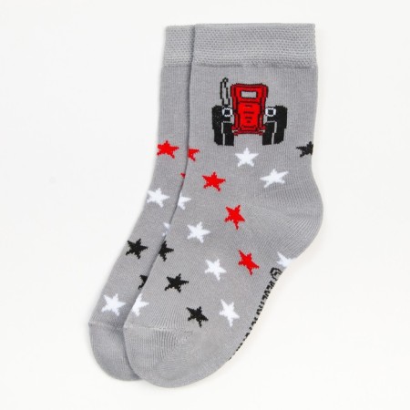Socks for the boy "Blue Tractor", 16-18 cm, color gray color-3