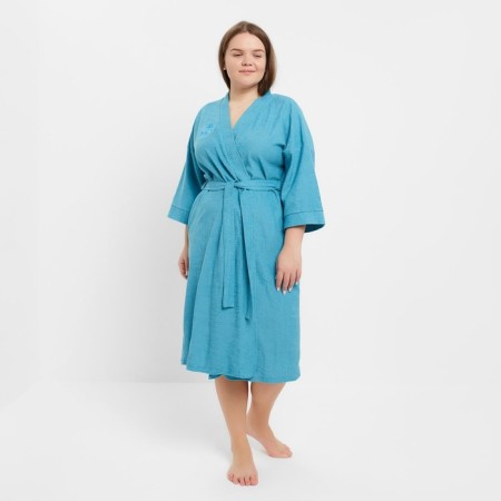 Women's bathrobe, blue color, size 56-2
