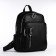 Women's backpack made of artificial leather with lightning, 6 outer pockets, black color