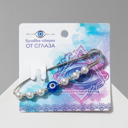 Pin-shaped “from the evil eye” 6cm, the color of the white-blue in silver-2