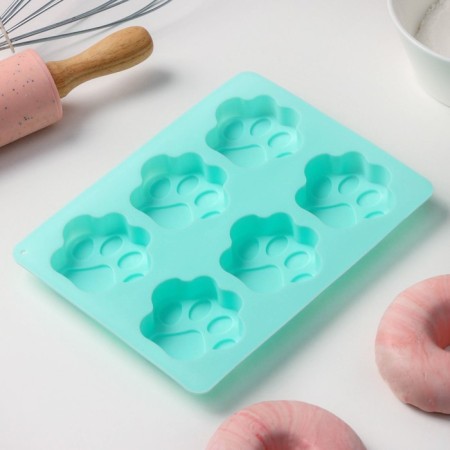 Baking uniform “Animals. Lucky”, silicone, 18 × 13.8 cm, 6 cells (5 × 5.4 cm), Mix color-5