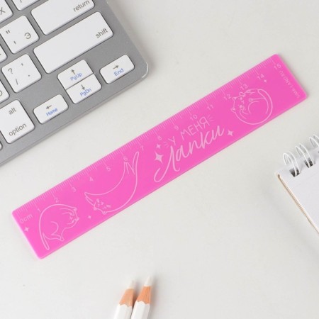 Plastic line 15 cm "I have paws", pink case-1