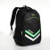 Youth backpack with a zipper, 4 pockets, black/green color