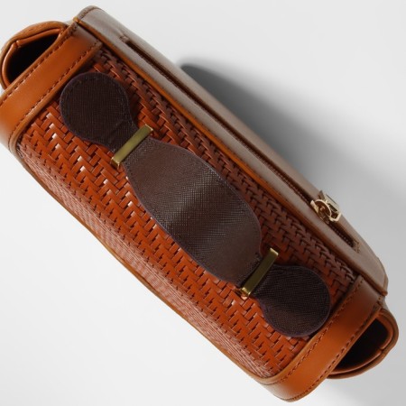 Handle for a bag, 2 fasteners for a puncture, 22 × 3 × 0.4 cm, dark brown/gold color-6
