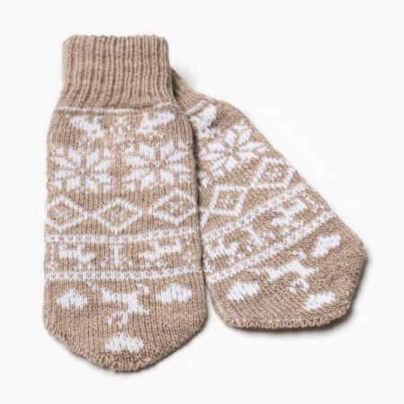 Women's mittens, beige color, size 18