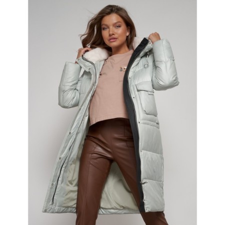Coat insulated winter female, size 50, color light green-16