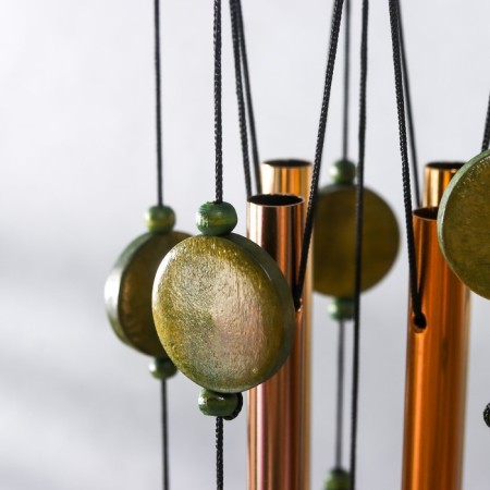 Wind Music Metal "Bird on a branch with a flower" 4 tubes 55x9.5x9.5 cm-4