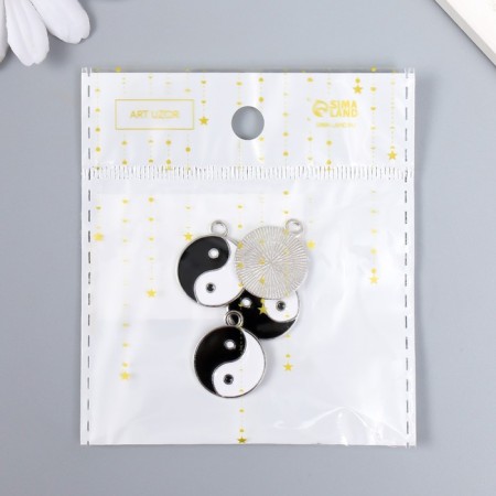 Decor for creativity Metal, enamel "Yin-Yang" silver 2.2x1.8 cm-2