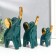 Souvenir ceramics "Elephants - Green Gloss" gold set 3 pcs 9x11; 10.5x15.5; 12.5x19 cm