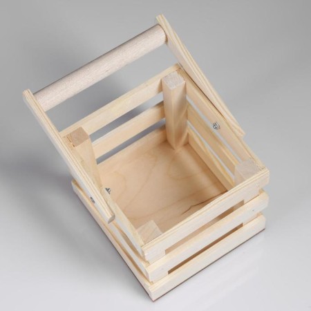 Kashpo wooden 12 × 11 × 9 cm "odnushka light", three -lane, handle, natural give beautifully-1