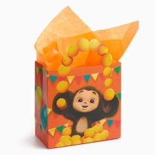 Gift package with packaging paper, 22x22x12 cm, Cheburashka