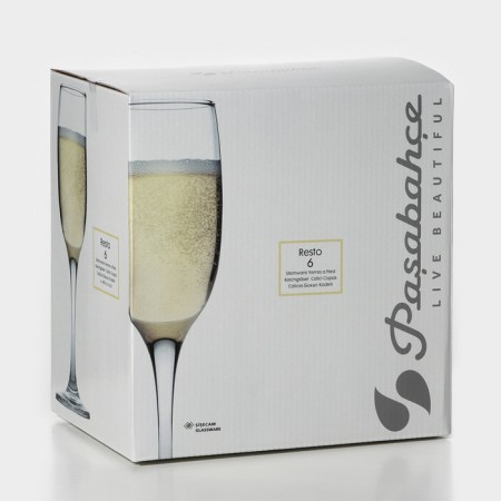 A set of glass glasses for champagne Resto, 180 ml, 6 pcs-6