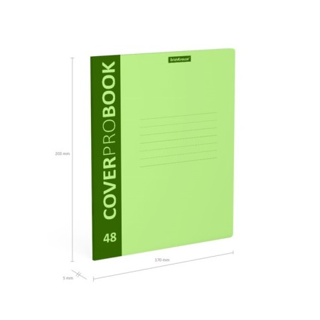 Notebook A5+, 48 sheets in the Erichkrause "Neon" cage, a plastic cover with a "sand" texture, an offset unit, a whiteness is 100%, a green-3
