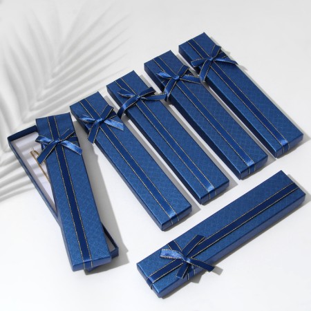 Gift box for a bracelet/chain/watch "Bow" glass print, 21 × 4, blue color blue-2
