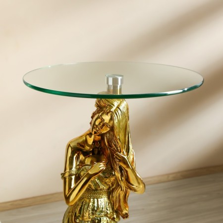 Decorative table "Girl with hair loose hair" gold 38x38x85 cm-5