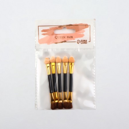 A set of applicators for shadows, with a brush, bilateral, 5 pcs, 7.5 cm, black/gold color-2