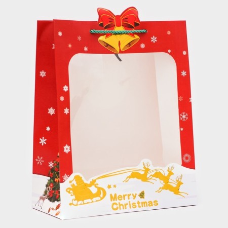 Gift package with the Rozhdestvensky ringing window, embossing, 26 x 32 x 12 cm, red-1