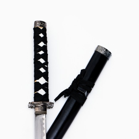 Suv. Product Katana 3V1 on a stand, scabbard wood, black gloss 54/81/100cm, hilt mix-4