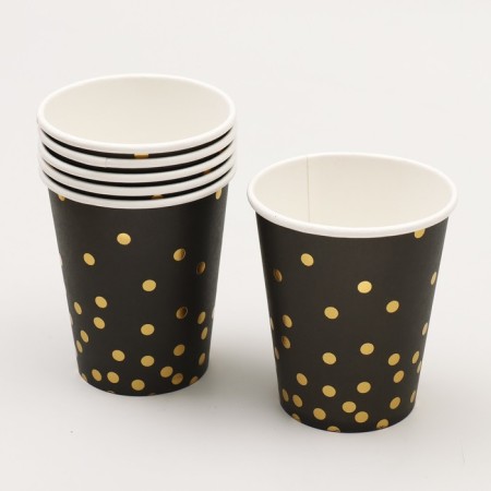 Set of dishes "Happy Birthday", confetti, black and gold-1