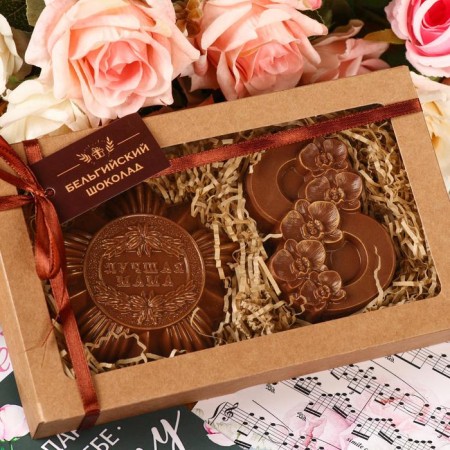 Chocolate figures, 2 in 1 “Best Mom + March 8 Orchid”, 160 g