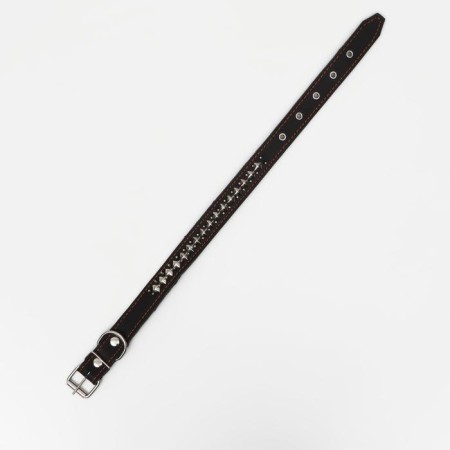 Leather collar on synthetic winterizer "Hedgehog", 64 x 3 cm, Osh 40-55 cm, black-2