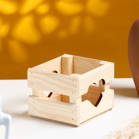 Kashpo wooden 12 × 11 × 9 cm "odnushka light", two -string, heart, natural give beautifully-1