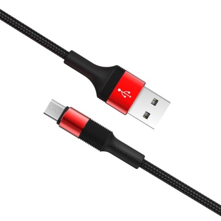 Cable Borofone BX21, MicroUSB - USB, 2.4 A, 1 m, fabric braid, red-2