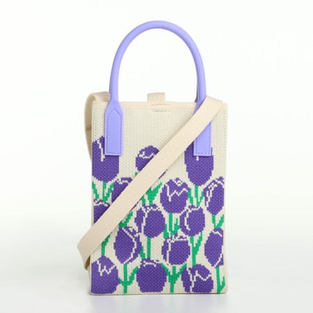 Bag on the "Chosulka" button, beige/lilac color-1