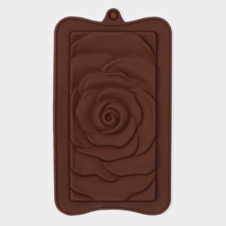 Form for chocolate of the Dolyan "Rose", silicone, 17.5 × 10.5 × 1 cm, brown color-1