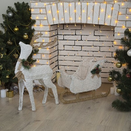 LED figure "Deer", 56 × 76 × 15 cm, textiles, metal, 220 V, glow warm white, no sledges-1