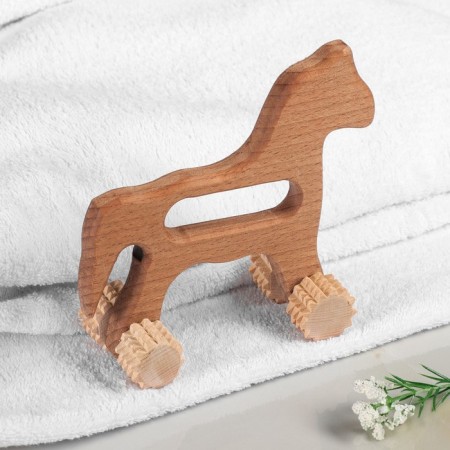 Wooden massager "Horse", 4 videos, 15 cm-1