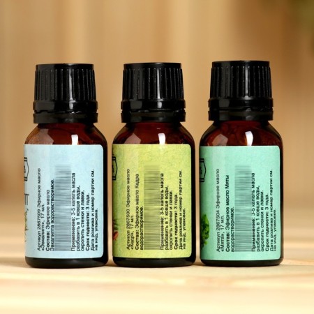 A set of essential oils of eucalyptus, mint, cedar, "Dobroparov", 3 pcs of 17 ml-6
