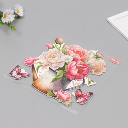 Interior plastic sticker "peonies" 40x31 cm-1