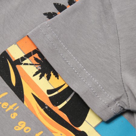 Set for a boy (T -shirt/shorts), gray/sea color, height 80 cm-2