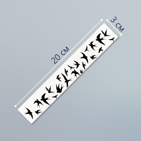 Tattoo on the body Black "Bracelet. Swallows" 20x3 cm-1