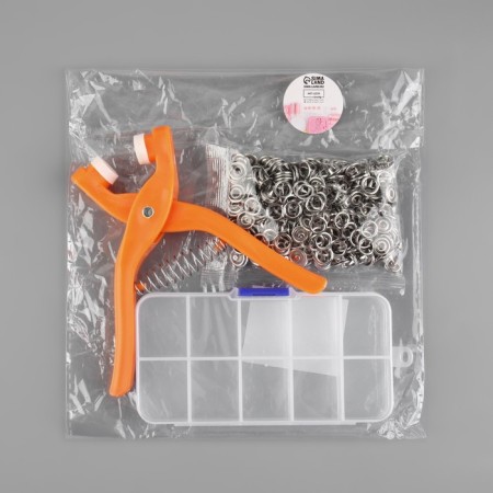 Forceps for installing open shirt buttons d = 9.5 mm, with buttons of 100 pcs, in the organizer, color mix-6