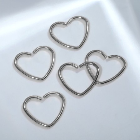 Pierce in the nose "Heart", 8mm, set 5pcs, color silver-1