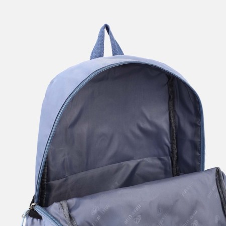 A backpack with a zipper, 3 outer pockets, blue color-4